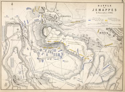 Map of the Battle of Jemappes, published by William Blackwood and Sons, Edinburgh and London, 1848 by Alexander Keith Johnston